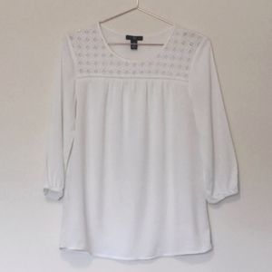 Gap Embroidered Neck White Blouse